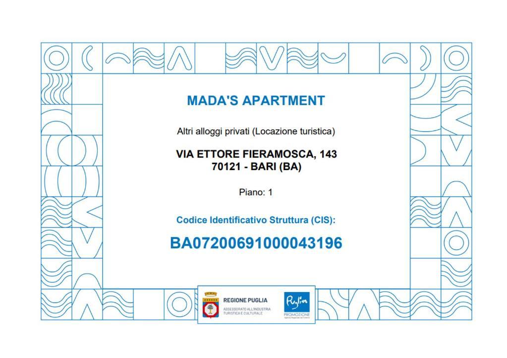 Mada'S Apartment Deluxe Bari Exterior foto